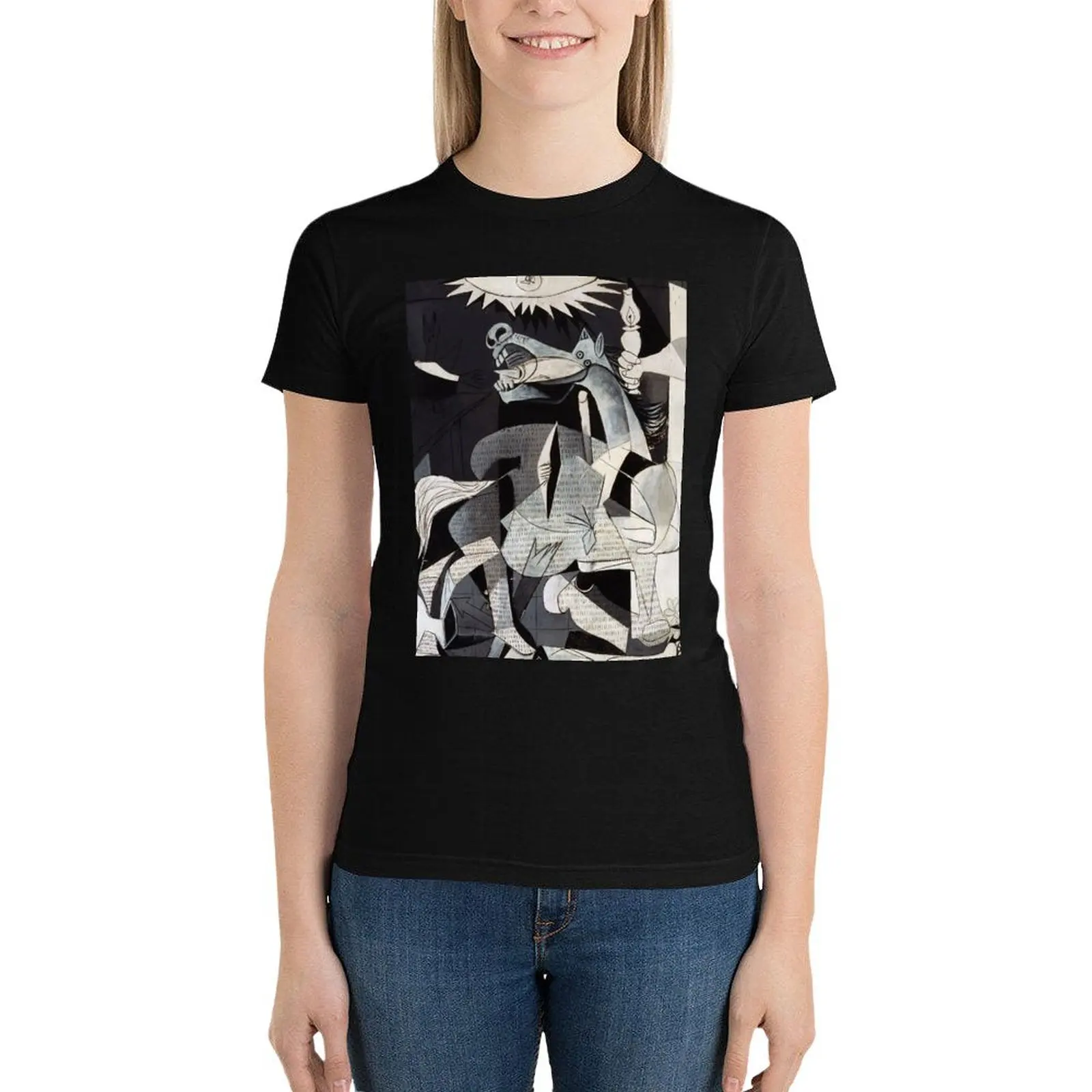 Guernica Artwork Reproduction - Design for Wall Art, Prints, Posters, T-Shirt korean fashion female t shirts for Women graphic