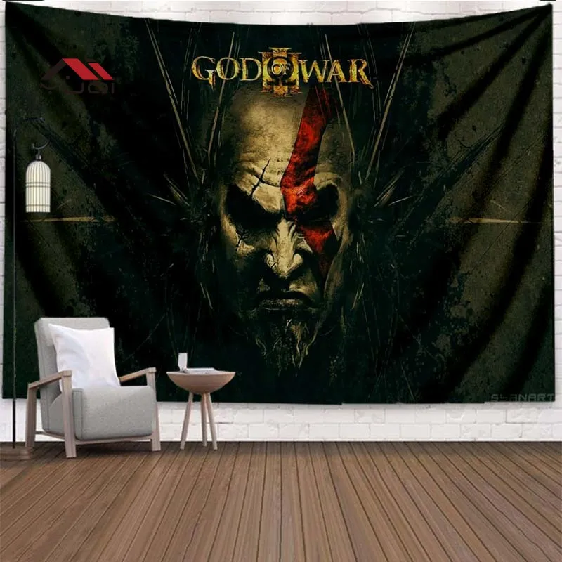 God of War Pattern Wall Tapestry Classic Game Large Size Tapestry Tapestries Living Room Home Decor Tapestri 6 Sizes