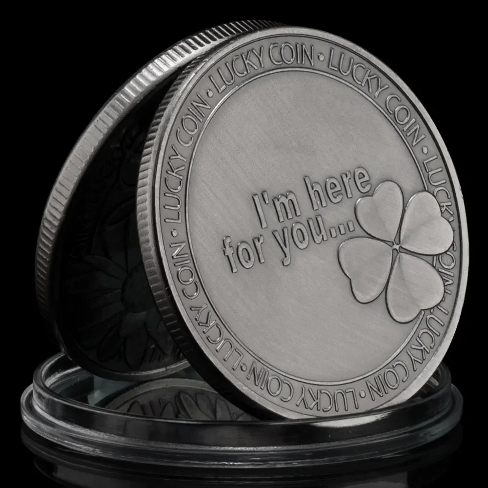 Get Well Soon Creative Gift Collectible Plated Souvenir Coin I'm Here for You Four Leafs Clover Collection Commemorative Coin