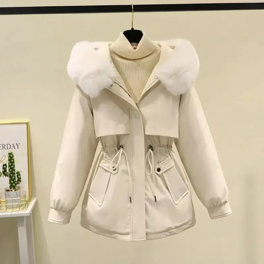 Fashionable Loose and Thick Cotton Jacket, Autumn and Winter Big Fur Collar Short Cotton Jacket 2024 New Women's Cotton Jacket