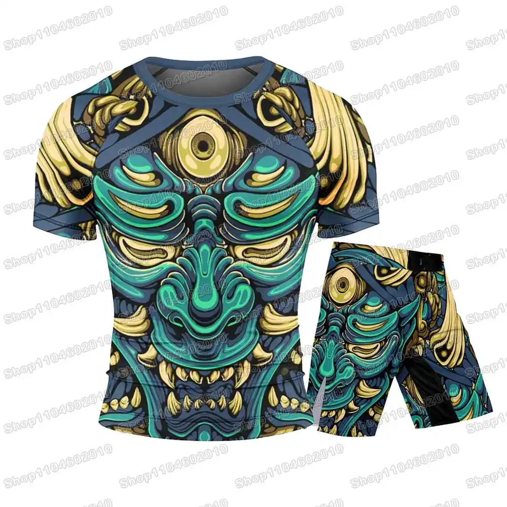 

Seven Eye Oni Summer Rash Guards Джерси для серфинга Пляжные рубашки Купальники Шорты для спортзала для дайвинга MMA BJJ Мужские комплекты для фитнеса для джиу-джитсу