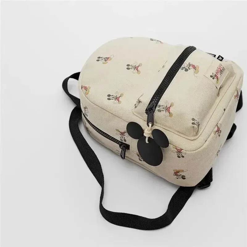 Disney\'s New Cartoon Mickey Canvas Mini School Bag, Fashionable and Versatile, Cute School Bag for Boys and Girls Kindergarten