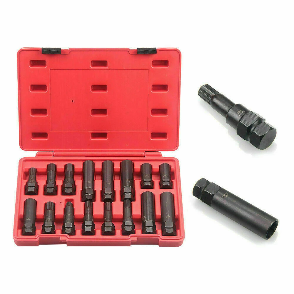 16-Pc Locking Lug Nut Master Set Wheel Lock Key Removal Tool Kit