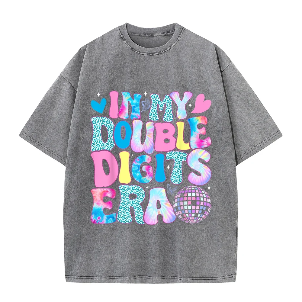 in My Double Digits Era Retro 10 Year Old 10th Birthday Girl T-Shirt Man's's Men's T-Shirts Clothes M Size Printed T Shirt