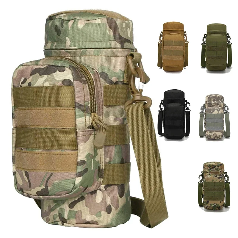 Molle Water Bottle Pouch Tactical Shoulder Bag Kettle Waist Back Pack for Outdoor Travel Activities Camping Hiking Bag