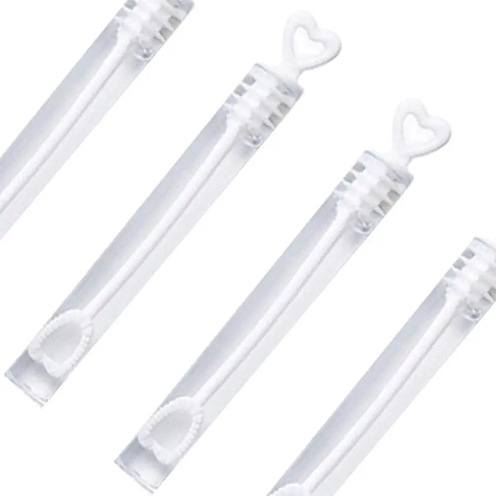 48 tubi a bolle di nozze a forma di cuore, tappi bianchi in plastica trasparente, leggeri, perfetti per bomboniere, giocattoli per bambini, giochi all'aperto