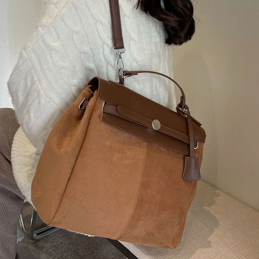 Maletín de transporte Vintage Advanced Sense de gran capacidad, bolso de mujer, elegante mochila de hombro de retales 2024