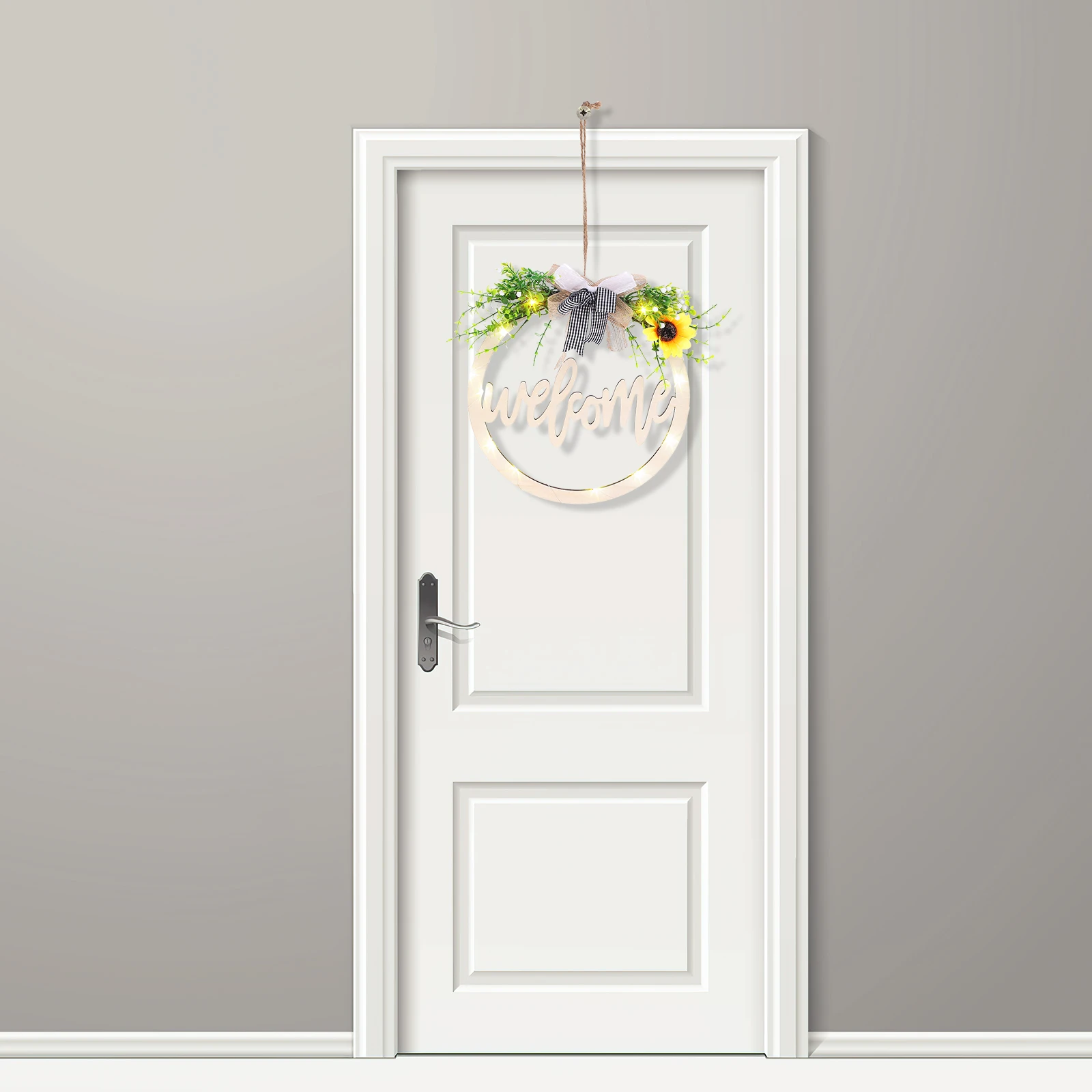 

Cotton Tassel Fake Plant Flower Wreath for Home Decor Wall Hanging Wedding Party Welcome Front Door Artificial Flower