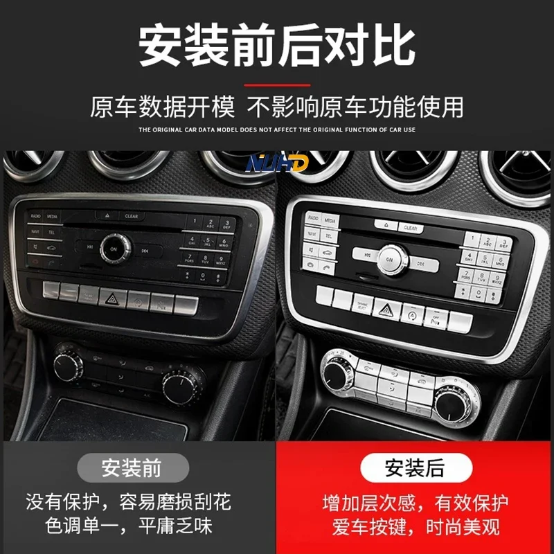 

For Mercedes-Benz GLA CLA A B Class Interior Cover Accessories Car Center Console Steering Wheel CD Door Panel Buttons Stickers