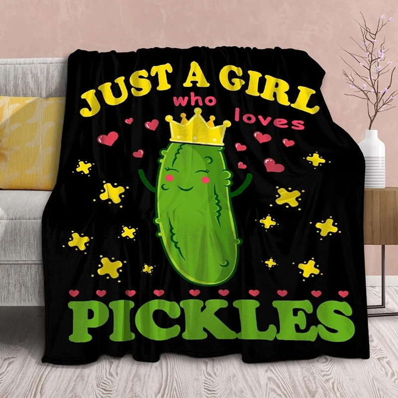 1 Piece Pickle Blanket Funny Gift Flannel Pickle Stuffed Animal For Comfy Plush-Just A Girl Who Loves Pickle