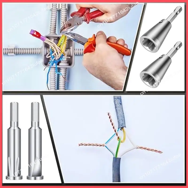 

B52C Multi-Function 4Pcs Drill Accessory Kit: 6Mm Wire Twisting Tool & 2-5 Way Wire Stripper Tool For Enhanced Wiring Jobs