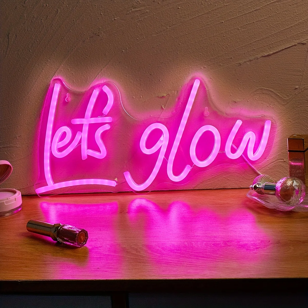 Letrero de neón LED Lets Glow - Creator de ambiente vibrante - Forma personalizada para fiestas, bodas y dormitorios