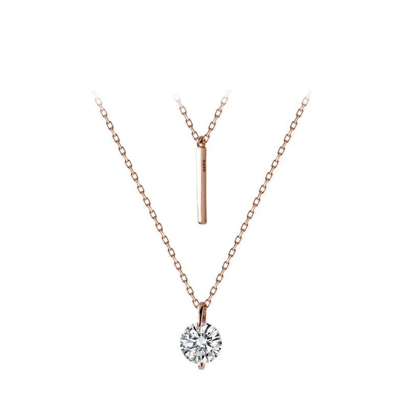 Modian New 925 Sterling Sliver Dazzling Zircon Geometric Double Chain Pendant for Women Adjustable Necklace Fine Jewelry Bijoux