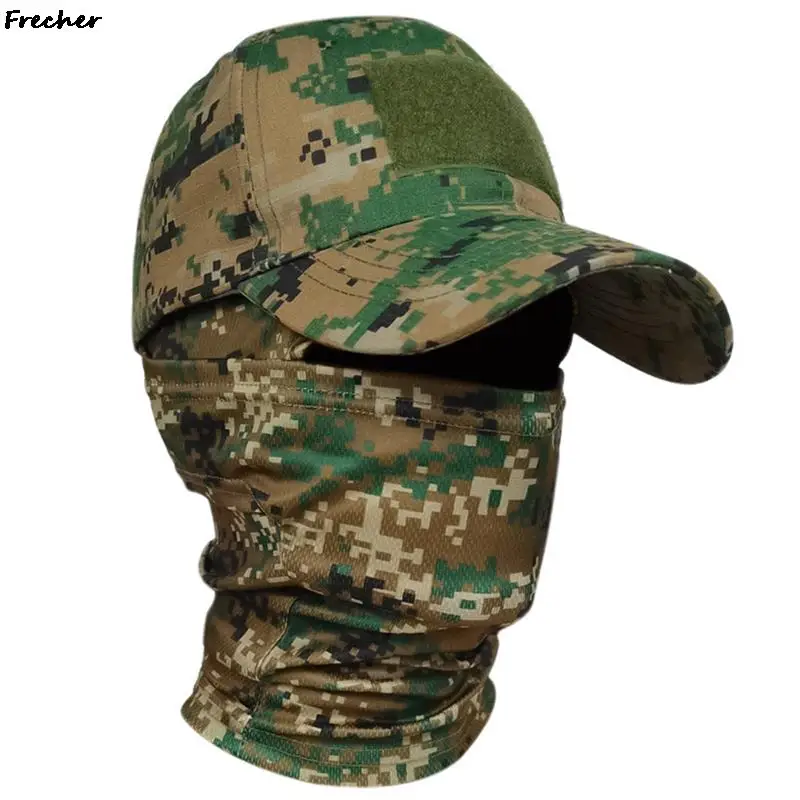 Full Face Cover Headgear Summer Breathable Cycling Cap Anti-UV Snapback Hat Camouflage Fashion Men Jungle Hiking Balaclava Caps