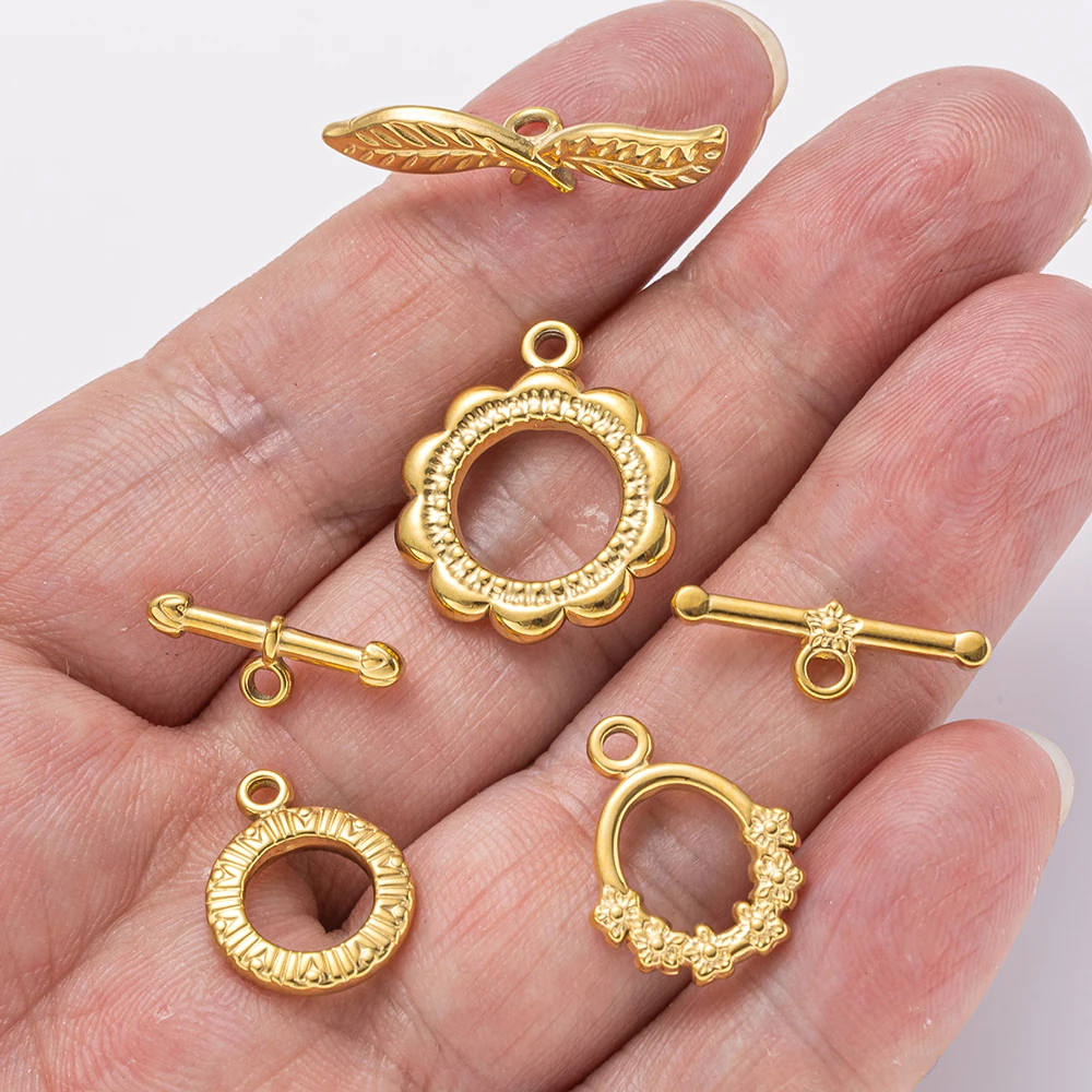 5 sets roestvrijstalen toggle sluiting T-bar sluiting ring sluiting haak eindconnectoren voor doe-het-zelf ketting armband sieraden maken