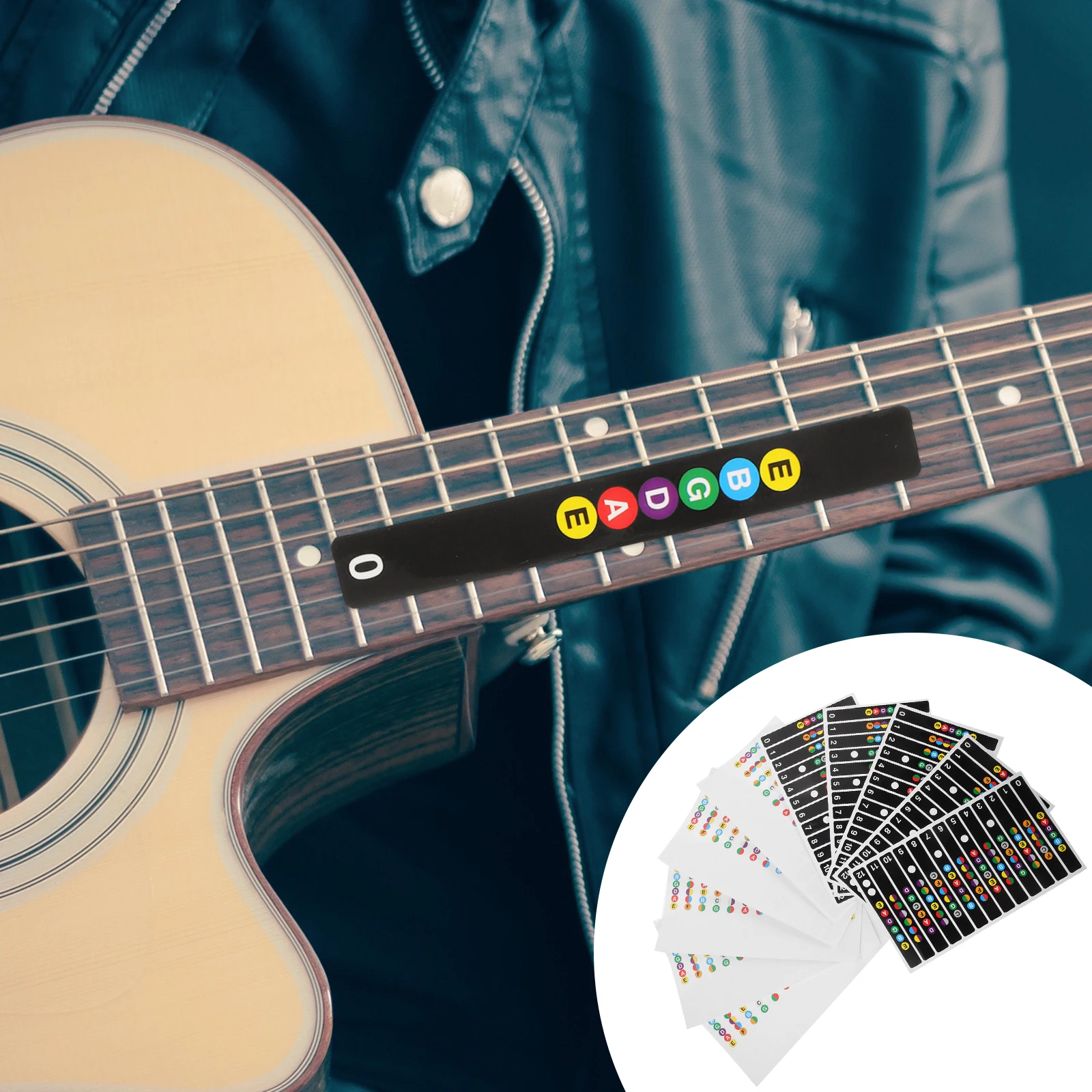 

10Pcs Guitar Fretboard Stickers for Learner Practical Note Decals Easy Install Remove Durable Guitar Scale Stickers