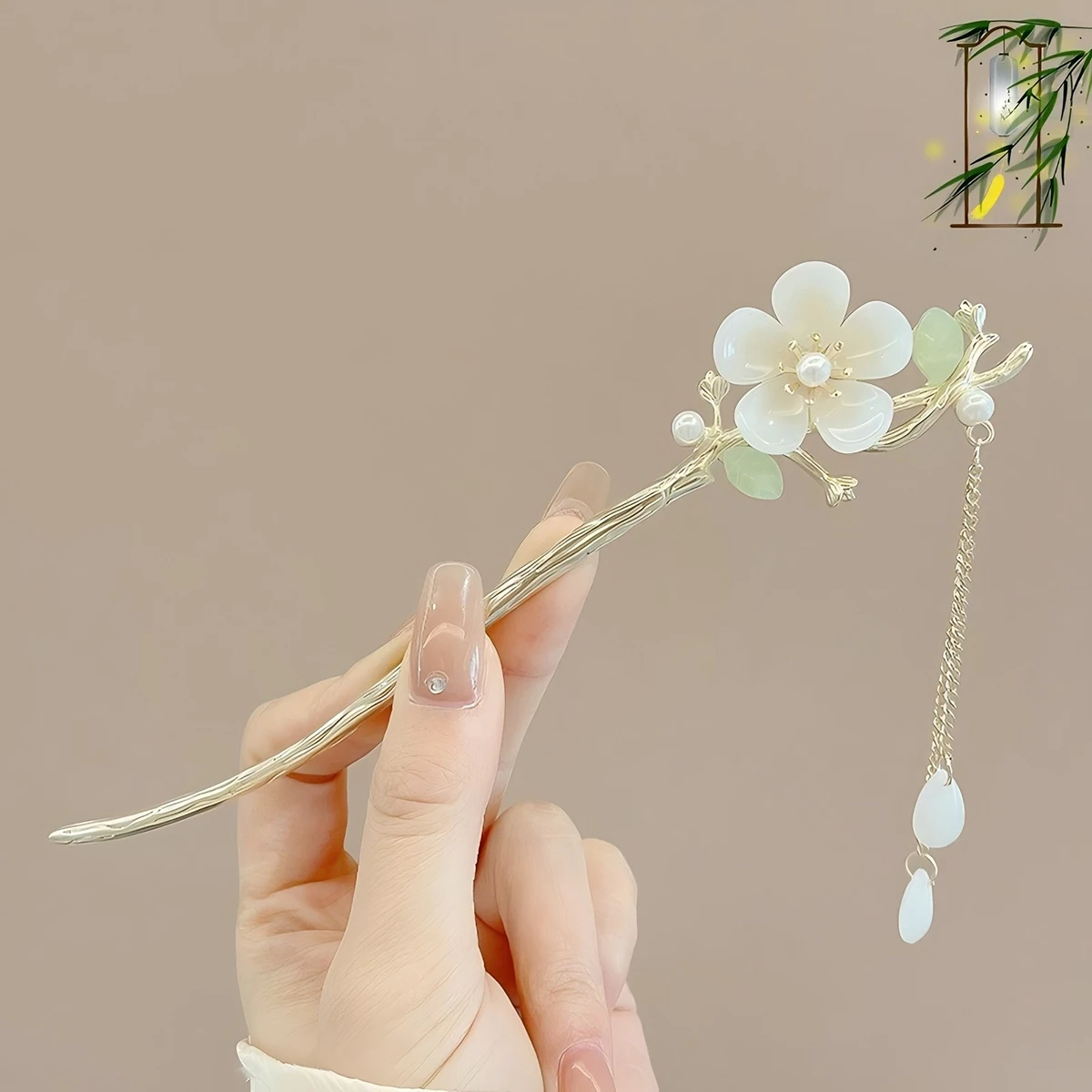 1 Stück Vintage Glocke Orchidee Blume Fransen Haarstäbchen Modisches Metall für Frauen Elegante Haarschmuck und vielseitige Styling-Werkzeuge – Detail 4
