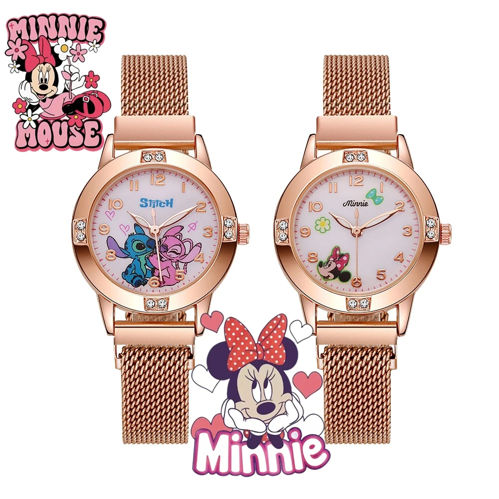 Disney Fashion Women's Watch Exquisite Student Children's Cartoon Watch Rose Gold Quartz Watch Girls' Festival Gift