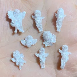 Mini serie de Ángel Blanco de resina, figuritas de espalda plana, álbum de recortes de boda DIY, accesorios de manicura, 40 piezas, 8x14mm, nuevo