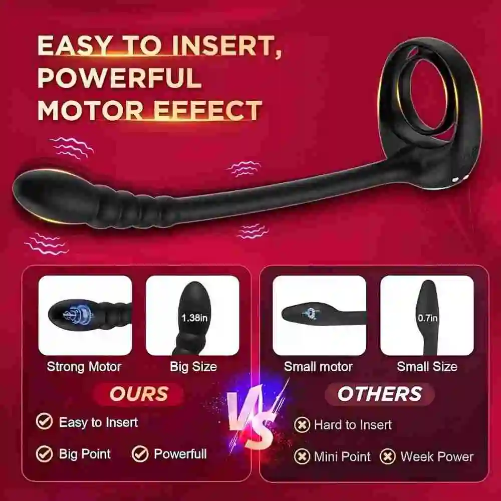 Aplikasi Cincin Ayam Penggetar untuk Pria Manik-manik Anal Nirkabel Menunda Ejakulasi Pijat Prostat Butt Plug Stimulator Mainan Seks untuk Pasangan