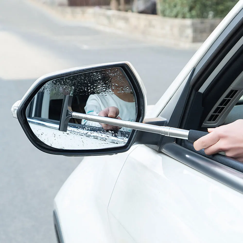 

1Pc Universal Car Double-side Rod Window Cleaner Squeegee Wiper Brush Telescopic Rearview Mirror Squeegee Glass Cleaning Tool