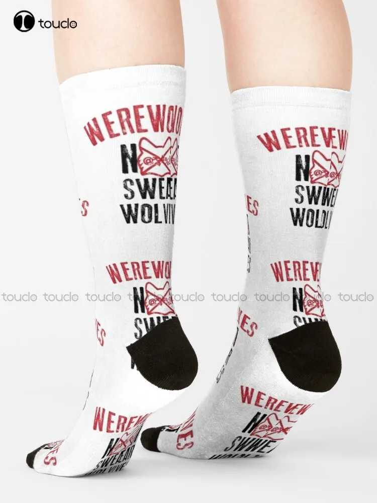 Werewolves Not Swearwolves Socks What We Do In The Shadows Boot Socks Street Skateboard Socks Custom Gift Unisex Adult Cartoon