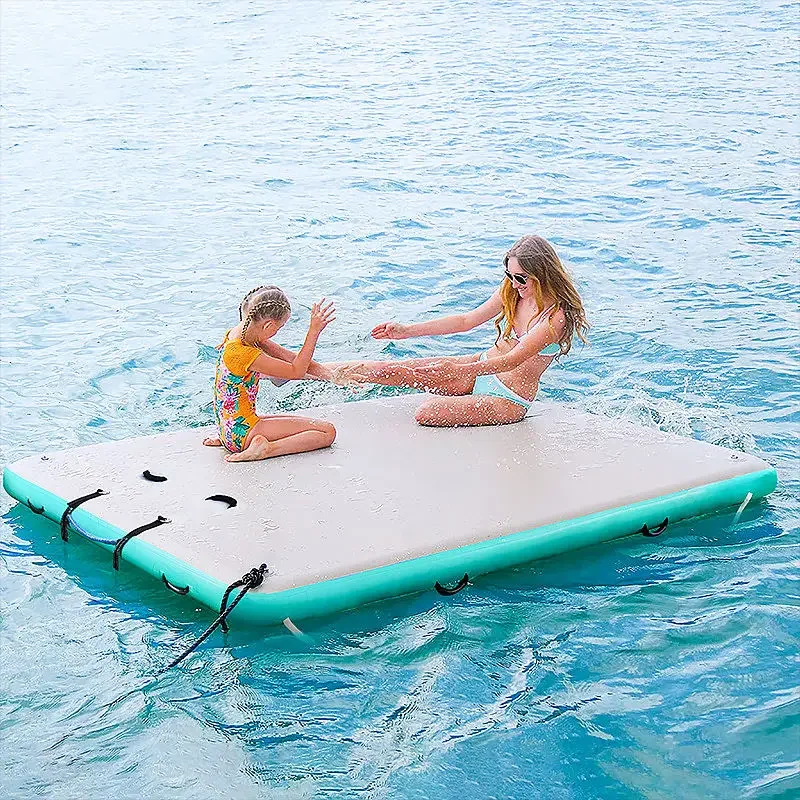 Drop Stitch Inflatable Pontoon Water Floating Platform Yacht Dock Swimming Floating Mats Pool Mat Outdoor Inflatable Floating Do