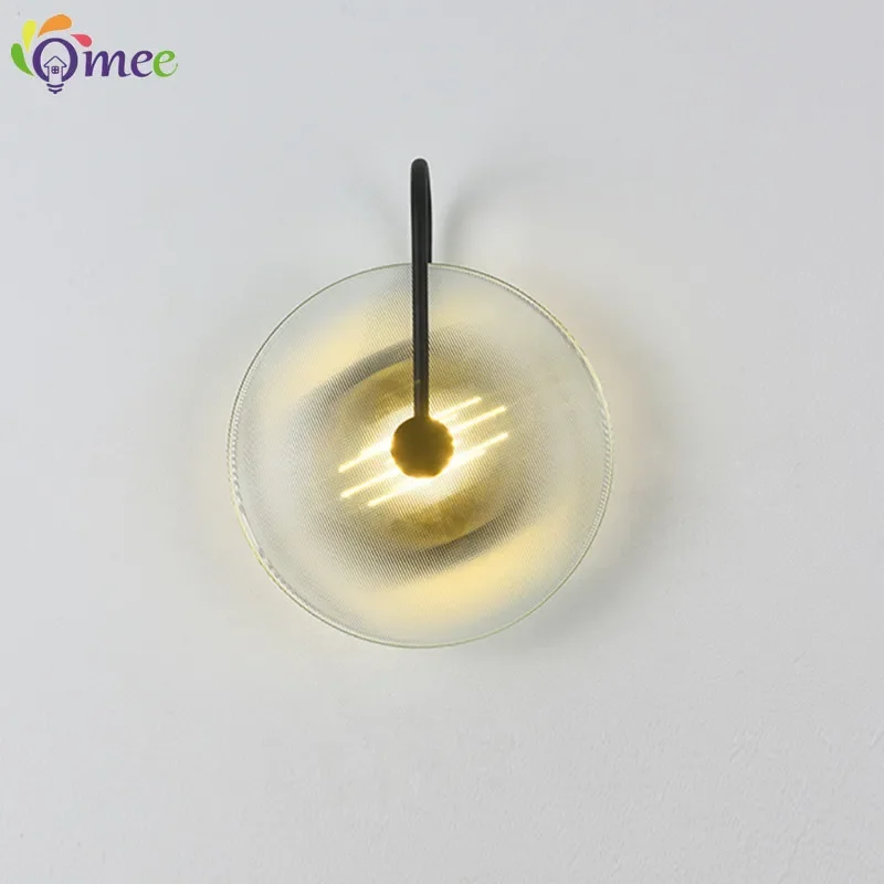 

Modern Round Wall Lamp Light Luxury Gold Black Glass LED Wall Lamp Living room Sofa TV Background Wall Bedroom Bedside Wall Lamp