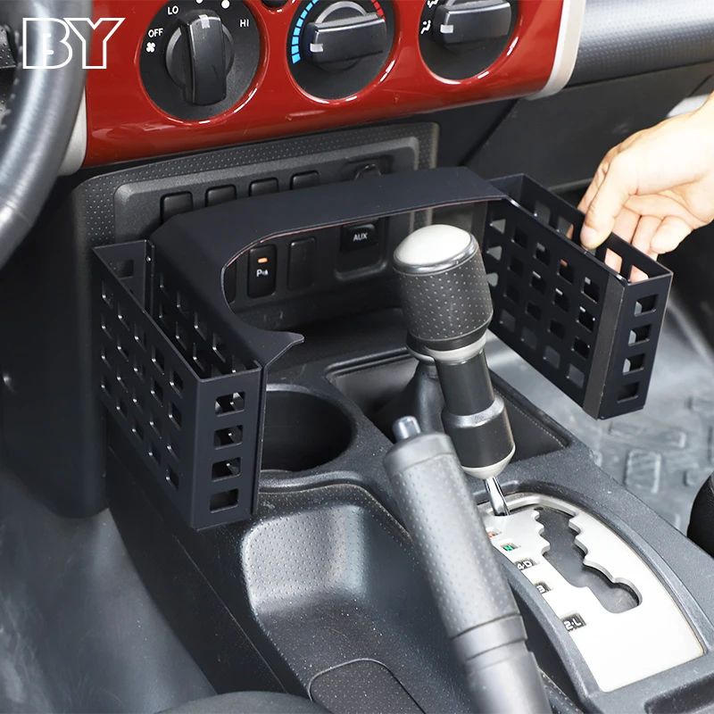 

For Toyota FJ Cruiser 2007-2021 Car Central Storage Box Gear Storage Basket Black Aluminum Alloy Stowing Tidying LHD Accessories