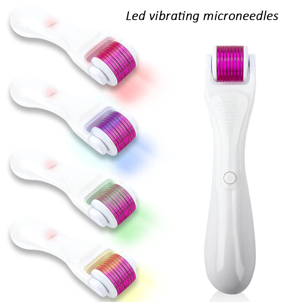 Electric Micro Needles Derma Roller Led Vibration Titanium Mezoroller Microneedle 0.2/0.25/0.3mm 540 Needles Skin Care Treatment