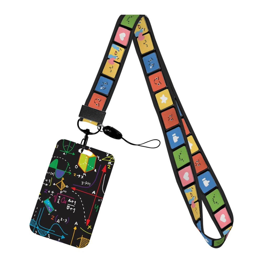Kubus ontwerp lanyard voor sleutels ketting ID creditcard cover bus kaarthouder charme campus badge houder voor student gepersonaliseerd cadeau