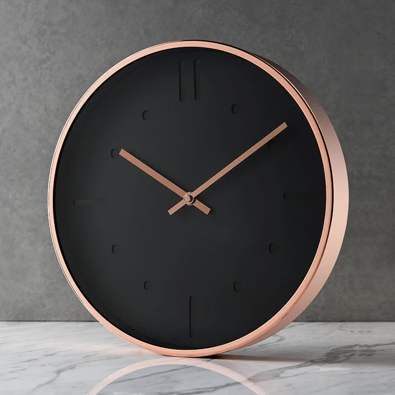 

Metal Luxury Wall Clock Rose Gold Living Room Modern Creative Simple Quiet Quartz Clock Exquisite Home Decoration