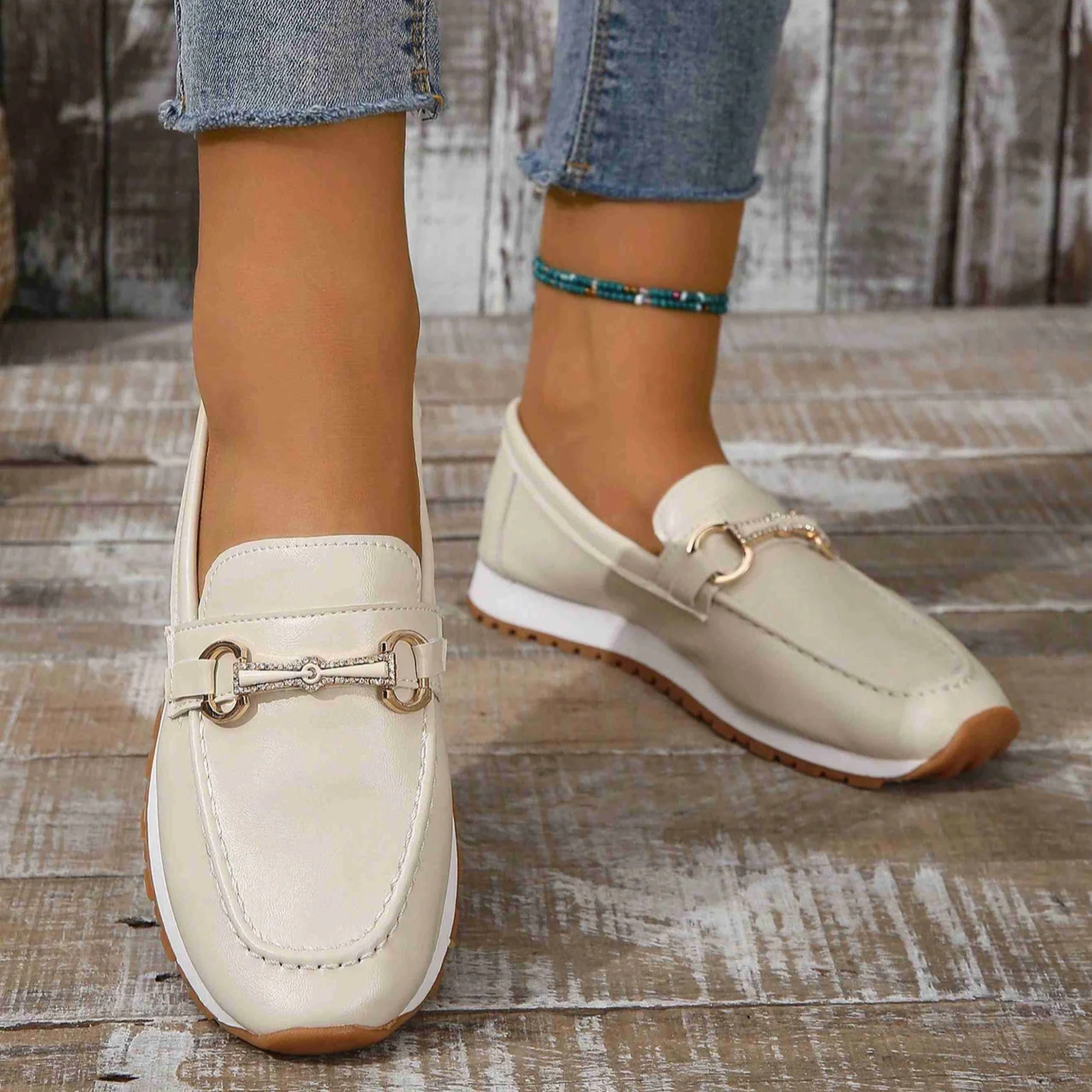 Women Sneakers 2024 Autumn Round Toe Flat Bottom Simple Style Solid Color Women Casual Platform Slip-on Walking Hiking Shoes