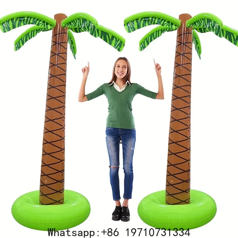 1pc 176cm/69.29inch Giant Inflatable Palm Tree Outdoor Tropical PVC Tree Decor for Summer Beach Swimming Pool Party Accessories
