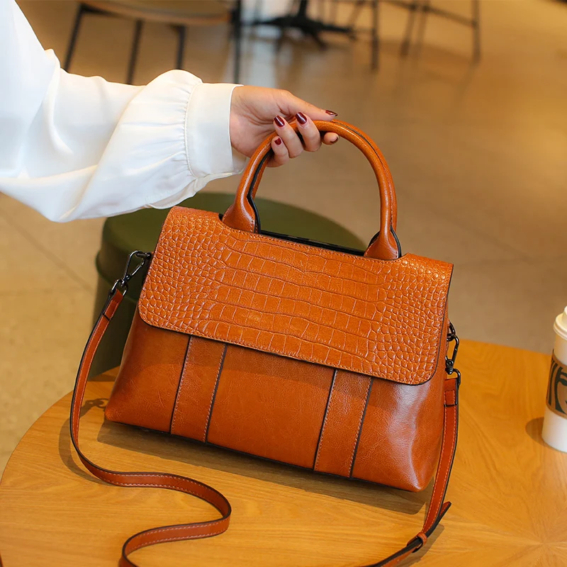 Women's Cow Real Leather Crossbody Bag Female Cowhide Designer Luxury Shoulder Bags Ladies Casual Retro Large Capacity Handbag