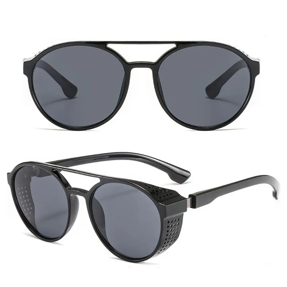 Retro Black Frame Sunglasses Sun-Protective Punk Black Shades Glasses UV400 Eyewear Driving Glasses for Women Man