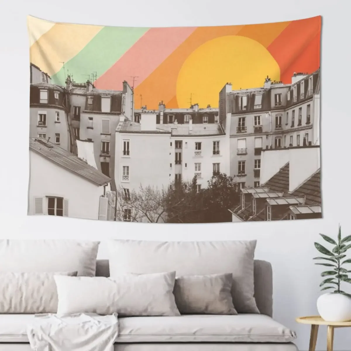 

Rainbow Sky Above Paris Tapestry Wall Decoration Items Room Decoration Aesthetic Cute Room Decor Tapestry