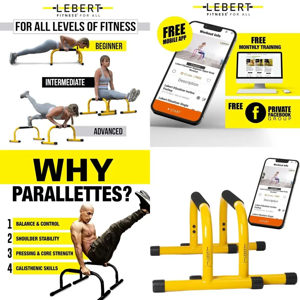 

Lebert Parallette Bars – Heavy-Duty Bodyweight Training Equipment for Dips, Pushups, L-Sits & Core Workouts – Non-Slip Grips, 40