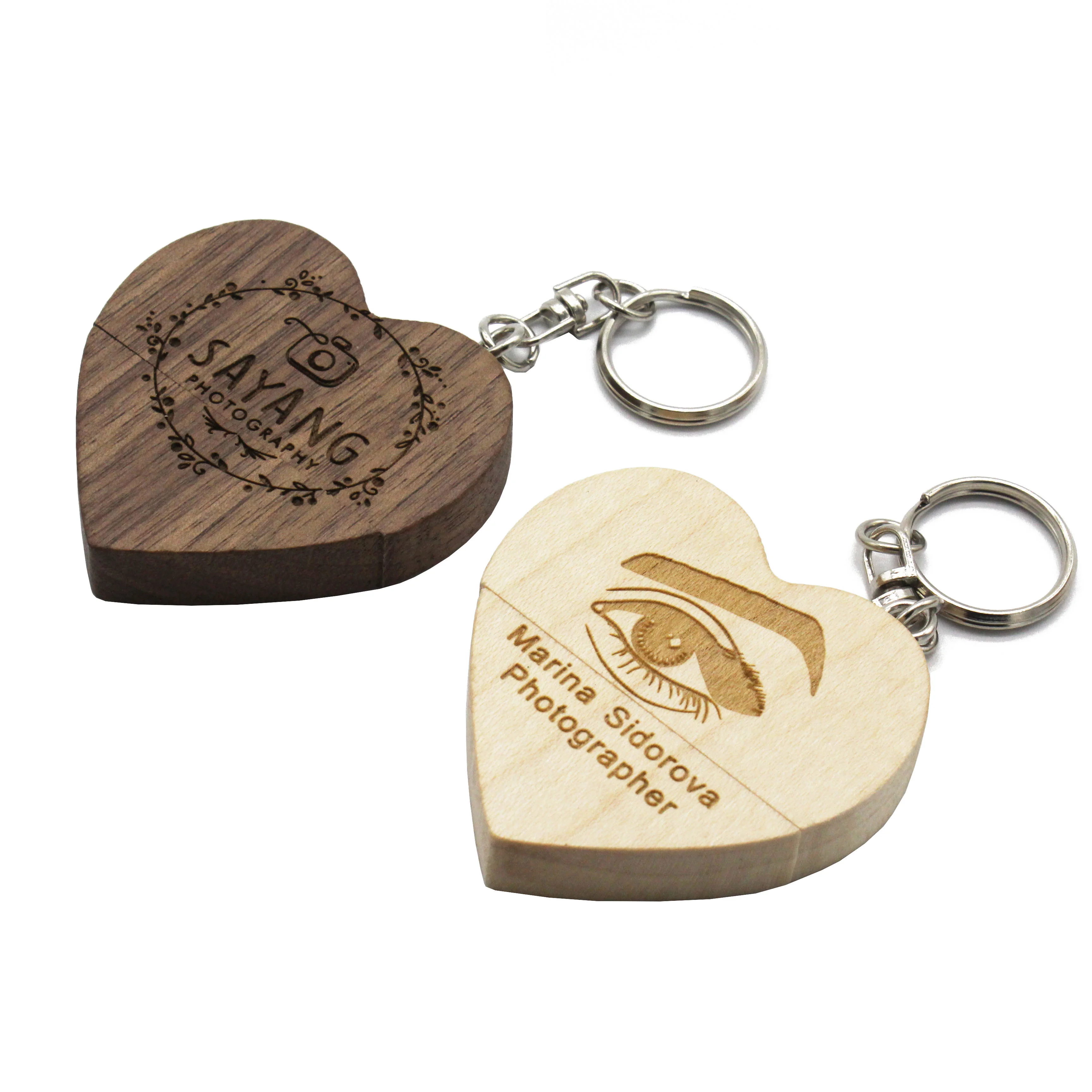 TEXT ME 32GB wooden heart love+box Free Personalized LOGO usb flash drive  4GB 8GB 16GB 64GB usb 2.0 photography gift LOGO