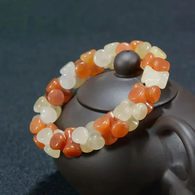 Xinjiang gold silk jade bracelet, colorful jade pumpkin beads, abacus beads, bracelet, multi-treasure jade jewelry.