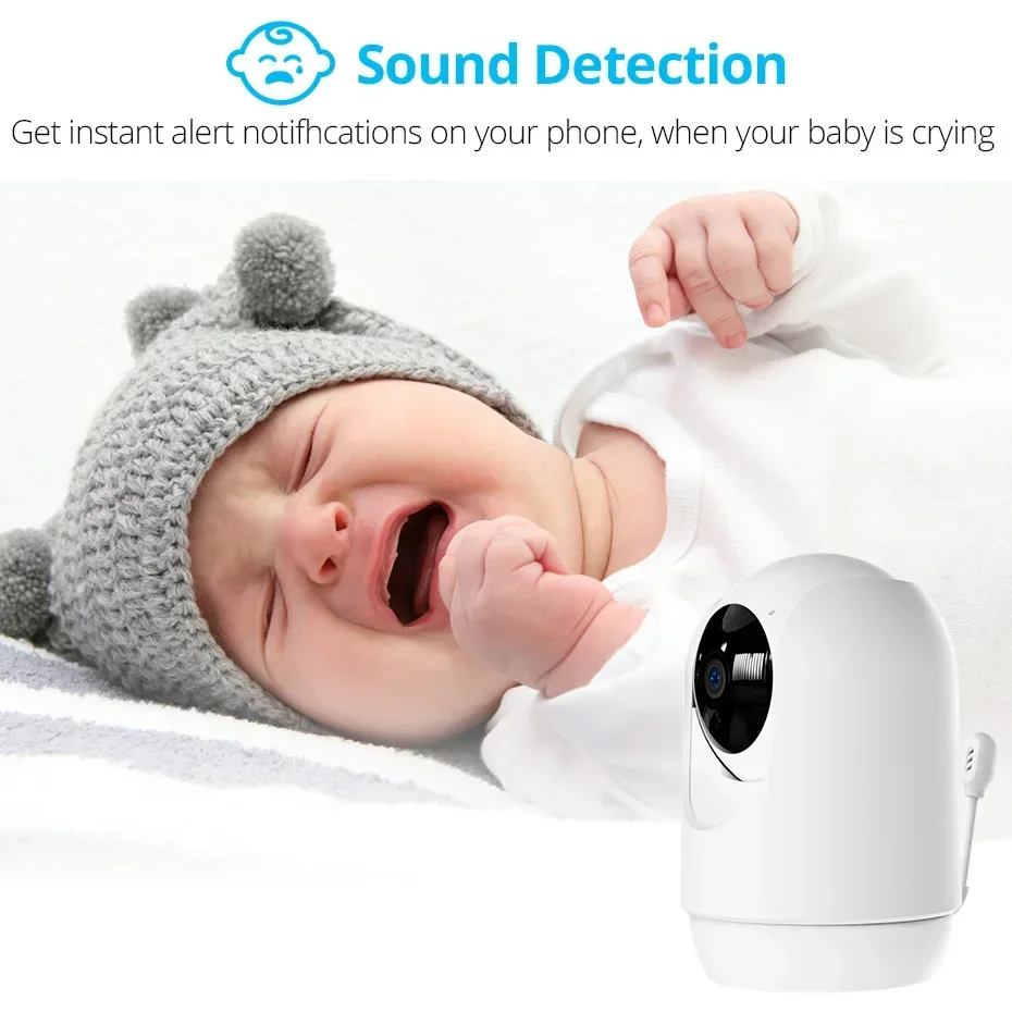 Wifi Baby Camera Temperature & Alarm 3MP Baby  Two-way Audio Baby Camera Security Crying Detection PTZ