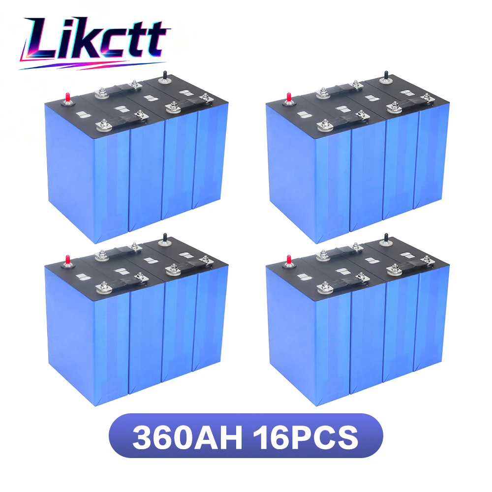 10.000+ cycli, kwaliteit A, 12V 350AH 3,2V 360Ah LiFePO4-batterij, oplaadbare lithium-ijzerfosfaatcellen voor doe-het-zelfprojecten, 12V 24V 36V 48V, geschikt voor zonne-energie, campers en