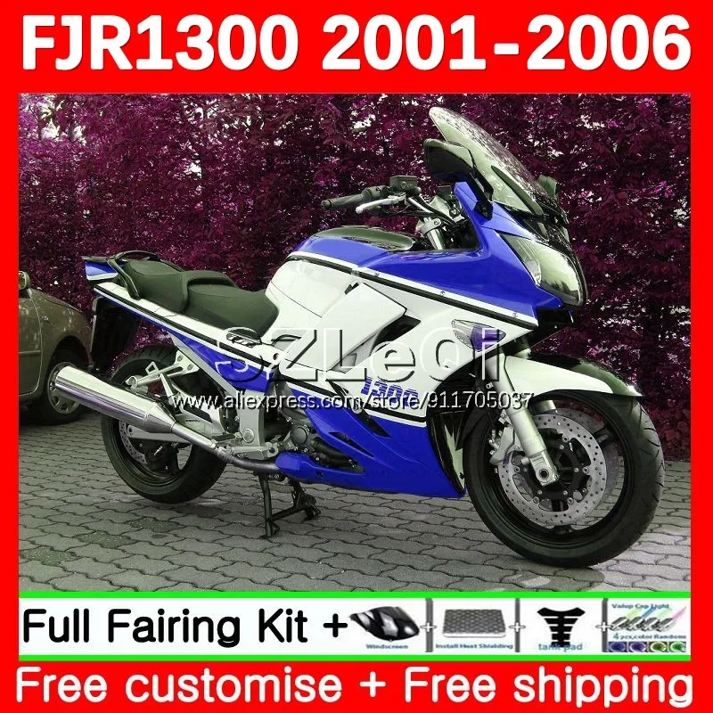 Body For YAMAHA FJR-1300 FJR 1300 A FJR1300 01 02 03 05 06 146No.107 FJR1300A 2001 2002 2003 2004 2005 2006 White Blue Fairing