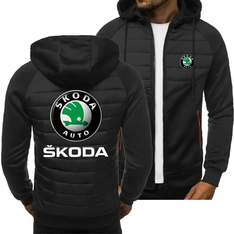 Moletom com capuz estampado com o logotipo da Skoda, tamanho europeu, para primavera e outono, modelo masculino, ideal para um visual desportivo e cas