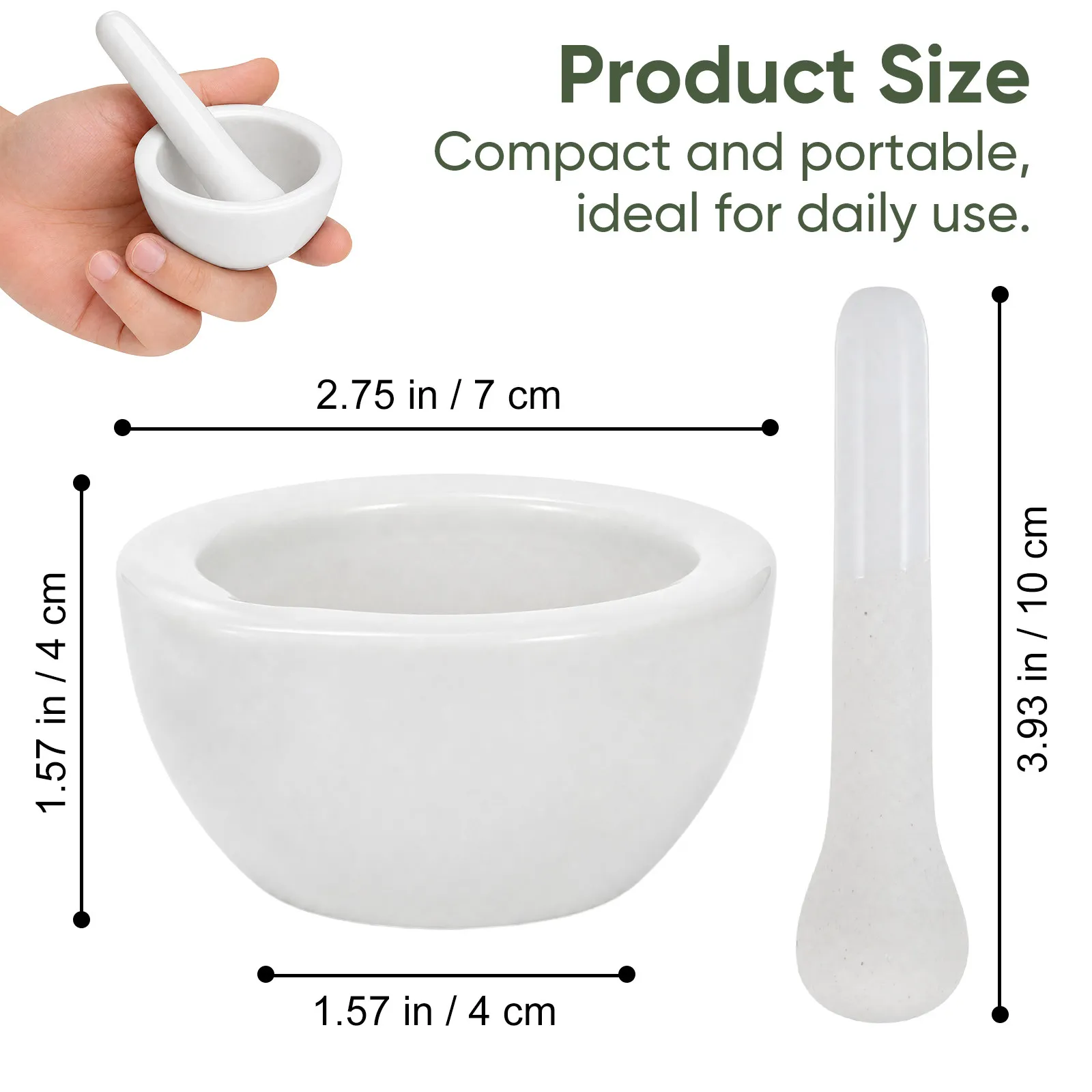 2Sets Porcelain Medicine Grinding Bowl with Pestle Sturdy Stable Counter Friendly Mortar Set for Spice Garlic Crusher Lab