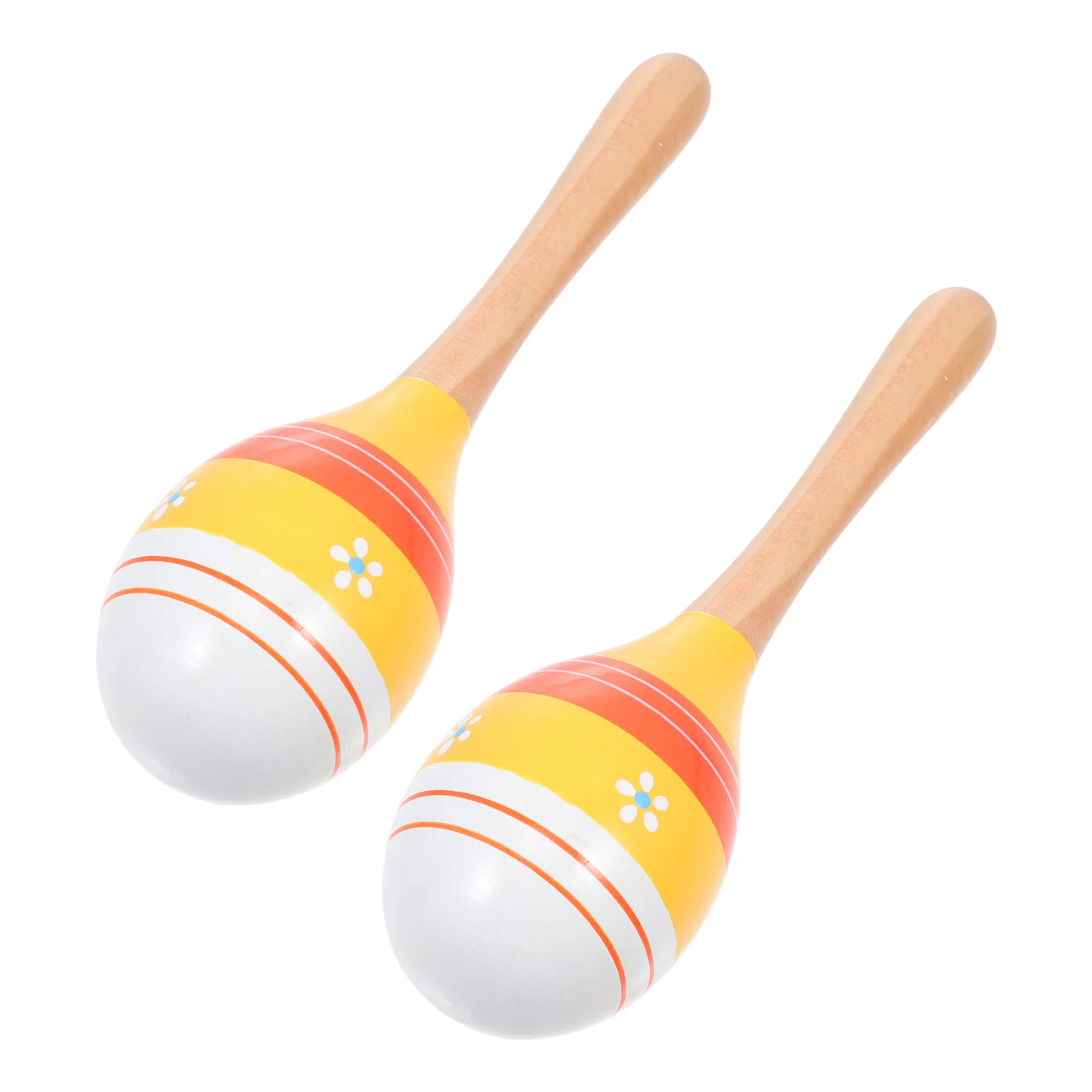 2Pcs Wooden Sand Hammer Toy Kids Sand Hammer Toy Cartoon Striped Maracas Rattles Children Early Educational Musical Instruments