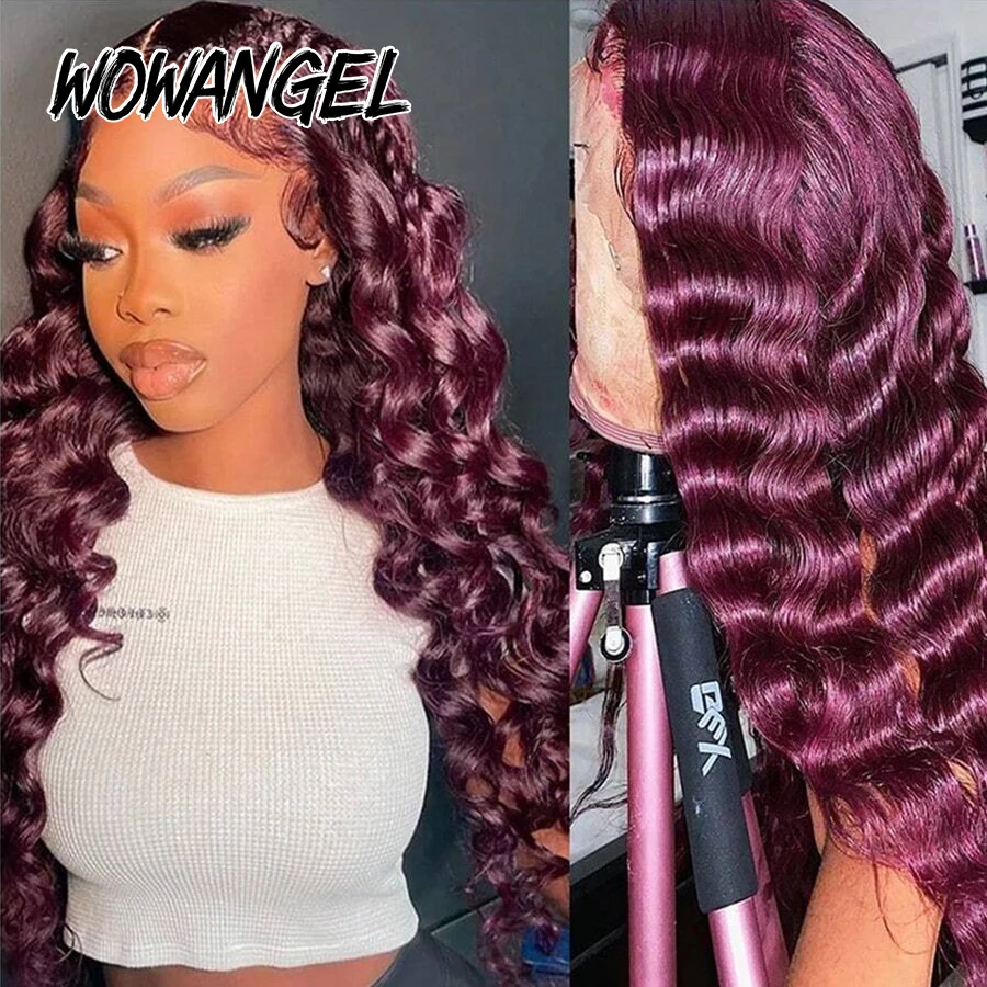 99J بورجوندي داكن فضفاض موجة الدانتيل الباروكة الأمامية 13x6 HD الدانتيل الجبهة الباروكات الإنسان على استعداد لارتداء الباروكات غلويليس قبل قطعها للنساء