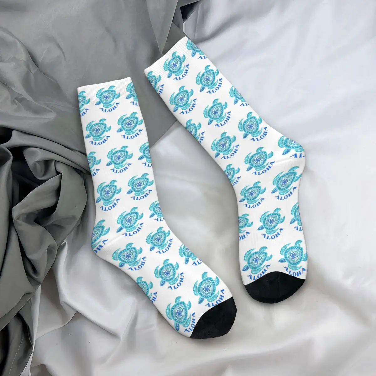 

Hawaiian ALoha Aqua Blue Turtle Unisex Winter Socks Warm Happy Socks Street Style Crazy Sock