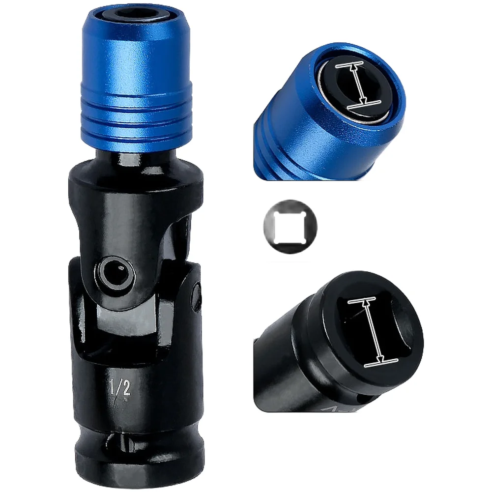 1pc Multi-Purpose Joint Socket Adapter 180 Degree Rotation Quick-Change For Electric Wrench 1/2 1/4 Inch Drive Tools