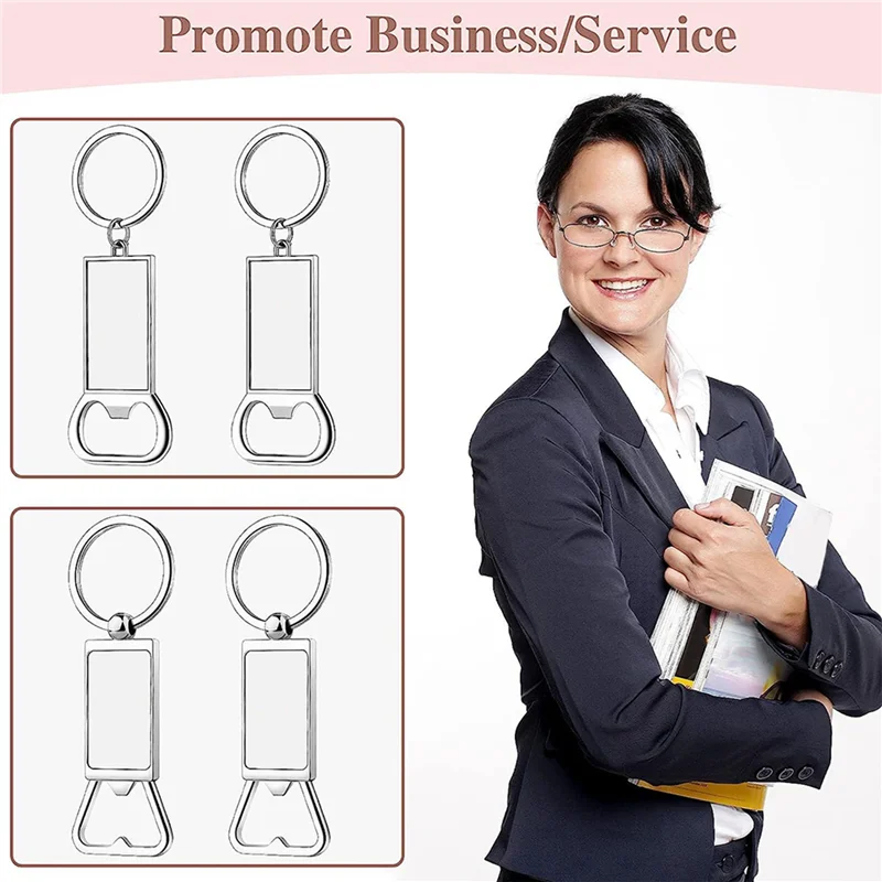 AA49 40 قطعة الفراغات التسامي سلاسل المفاتيح فتاحة الزجاجات المعدنية حلقات المفاتيح الفارغة هدية لصديقك والزوج والأب
